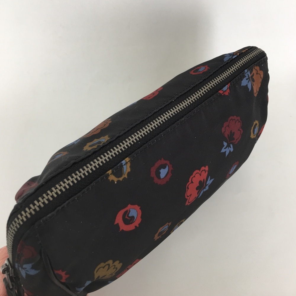 Coach Cosmetic Bag Pouch Black Nylon Floral Print Makeup Case - Picture 6 of 13